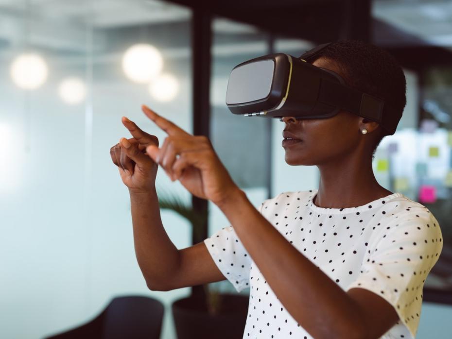 Image of a woman using VR technology
