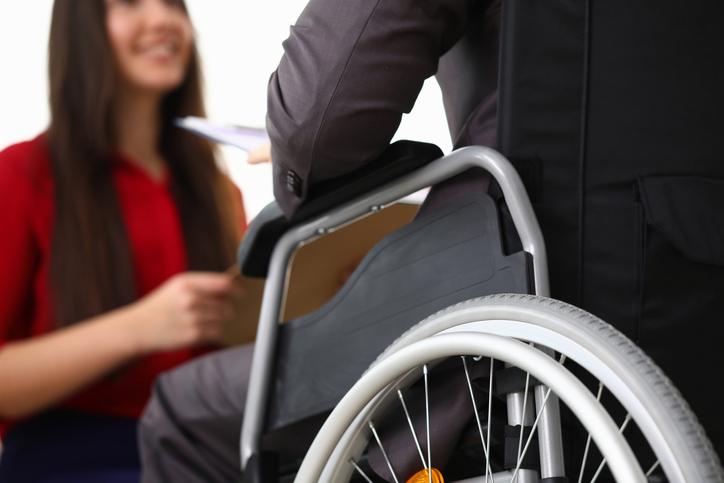 job interview candidate in wheelchair
