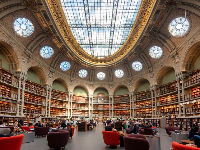 The Oval Room of the Richilieu National Library in Paris, France