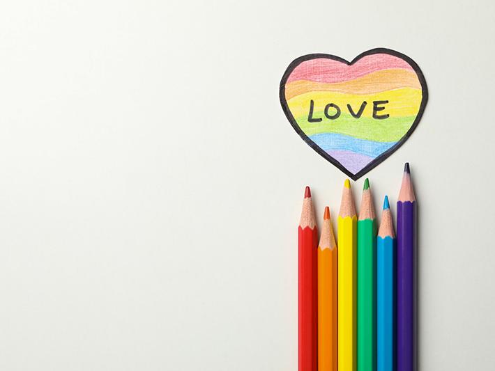 rainbow pencils Pride concept writing