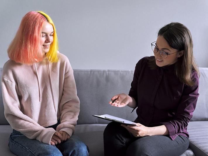 Students role-playing a psychology appointment