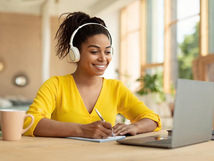 Black female student doing online education