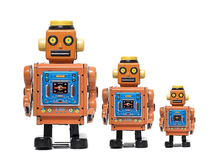 Three vintage-style robots