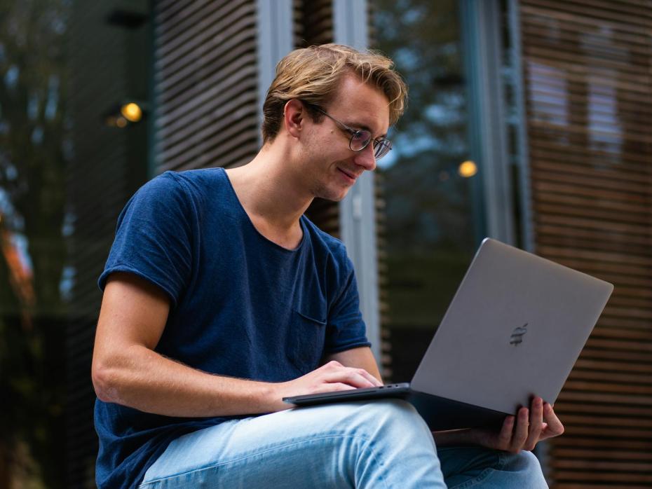 Young man working on his laptop