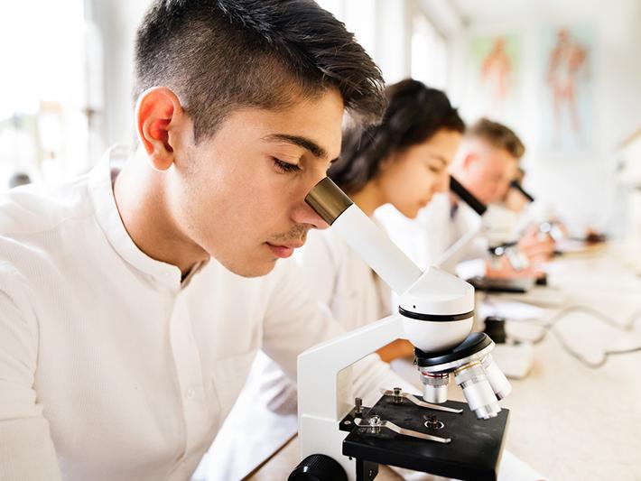 High school students in laboratory