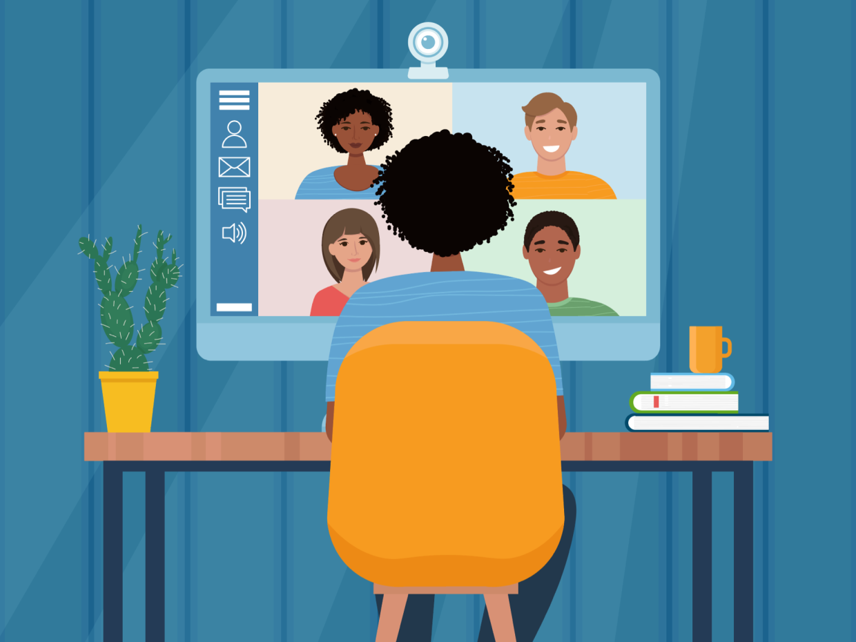 Illustration of an online class