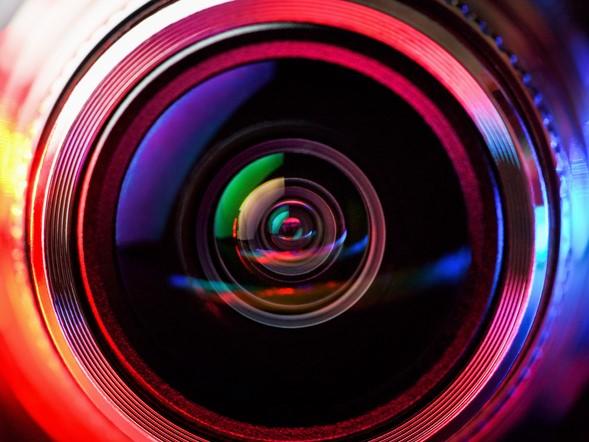 Camera lens closeup