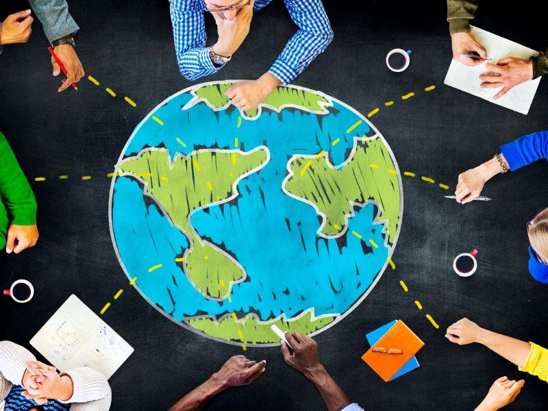 Image representing a global team working together