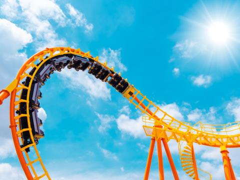 roller-coaster against blue sky