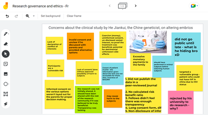 Figure 1. Example of a Jamboard where students share thoughts on the case study.
