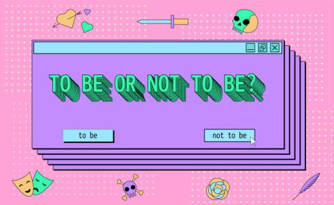 "To Be or Not to Be" on a pastel-coloured website interface