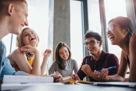 Students chatting in class