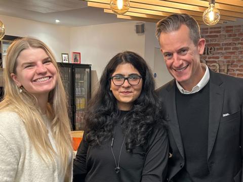 Tamsin Rowntree, community programmes specialist at Tableau, Bhumika Arora, Tableau Academic Ambassador, and Ryan Aytay, president and CEO of Tableau, attend a London Tableau User Group event