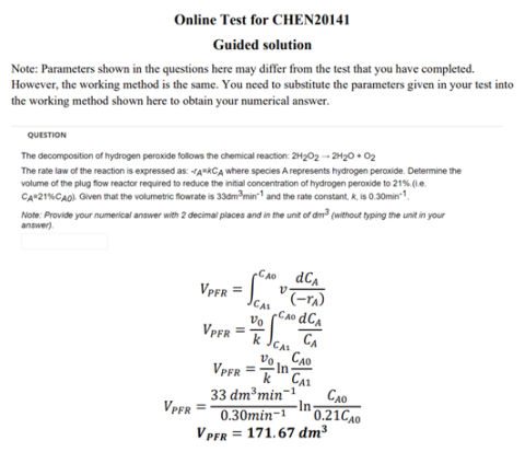 Sample of detailed solution with assessment question and working solution