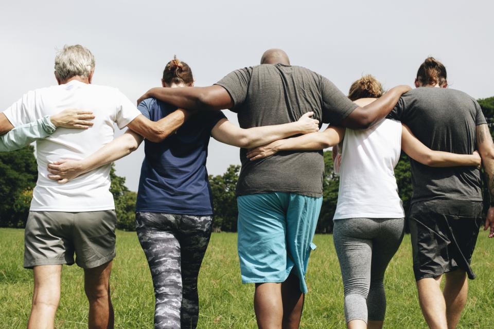 The image of a community walking group relates to community-based research