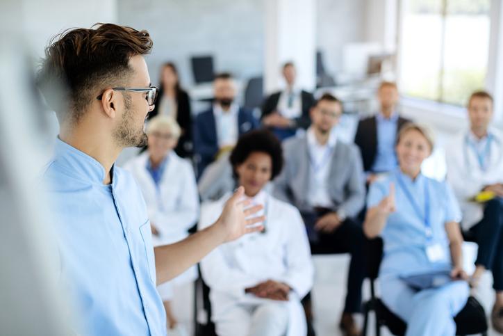 Male healthcare working giving a presentation