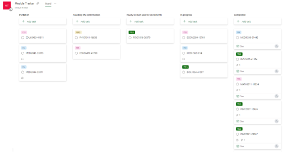 A Kanban-inspired workflow tool developed in Microsoft Planner