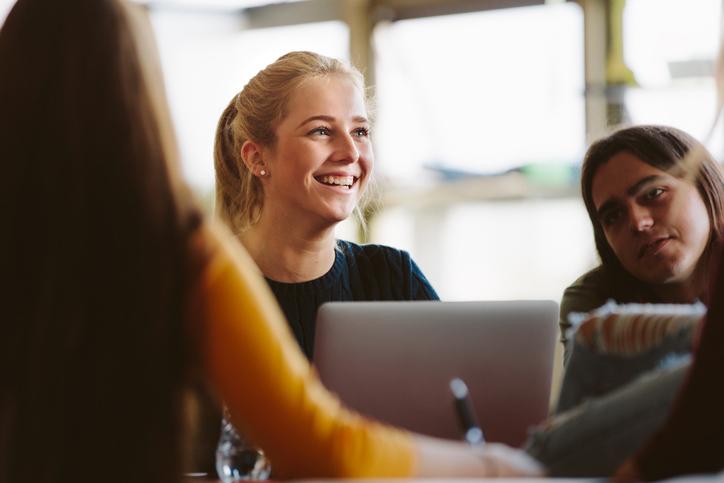 Female university students in class