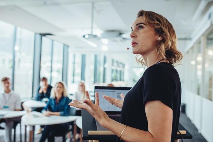 Woman giving a presentation