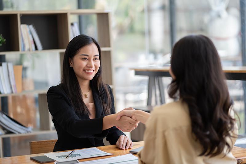 Asian woman in job interview