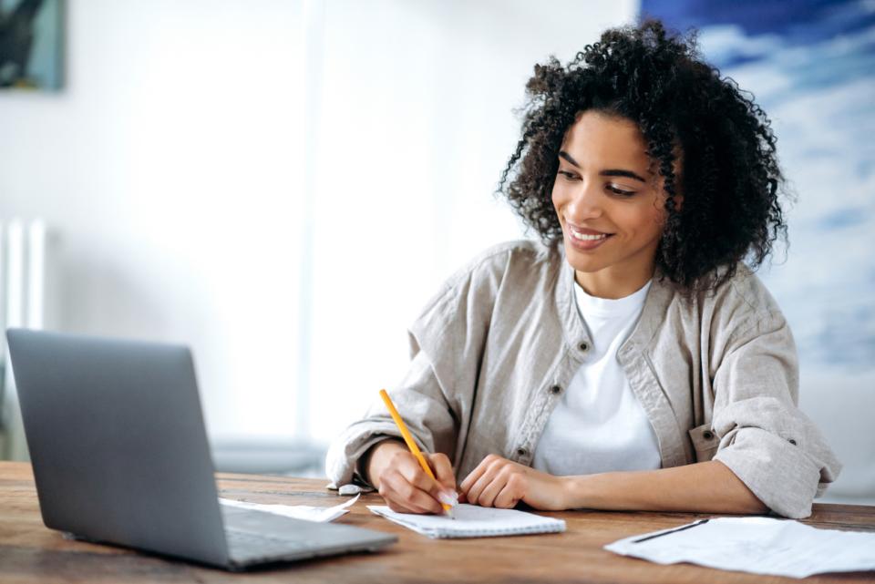 Online student studying at her laptop