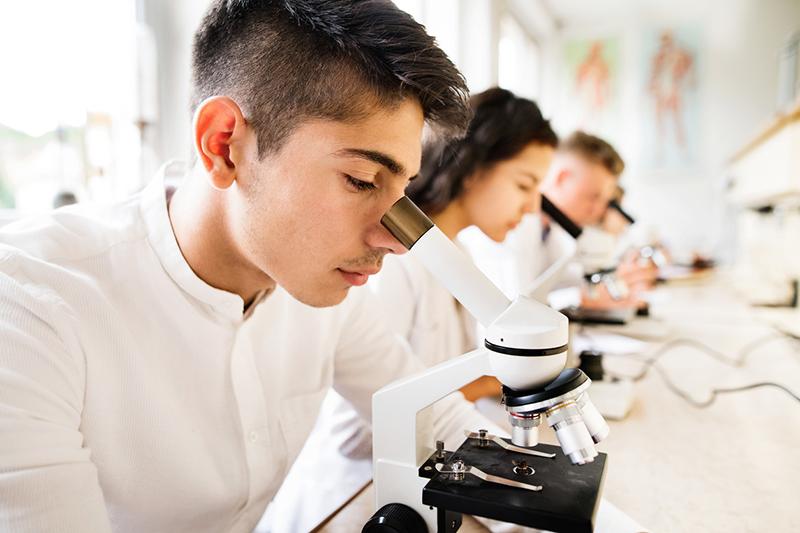 High school students in laboratory