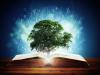 Tree growing out of book illustrating storytelling-based assessment task CLEAR-JEs